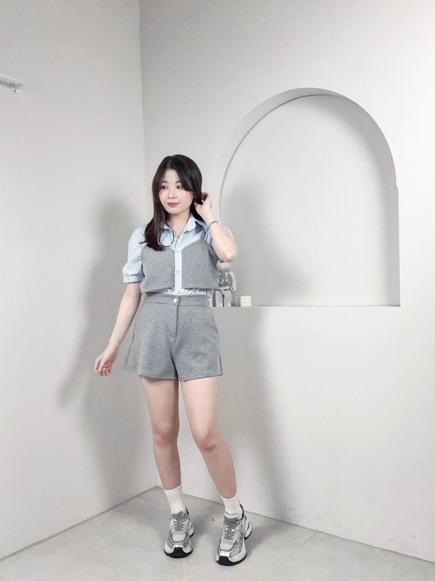 C位韓妞假兩件♡套裝