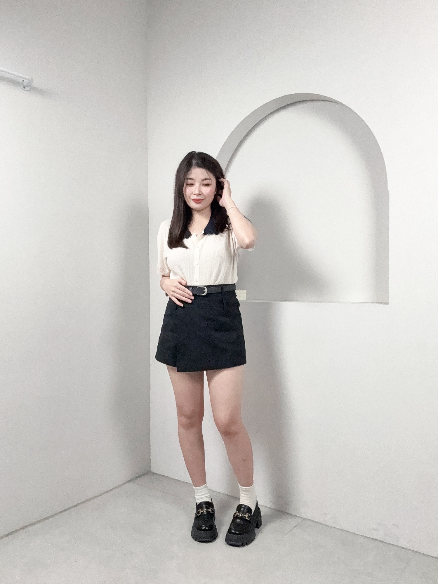 腰線開外掛短♡褲裙(