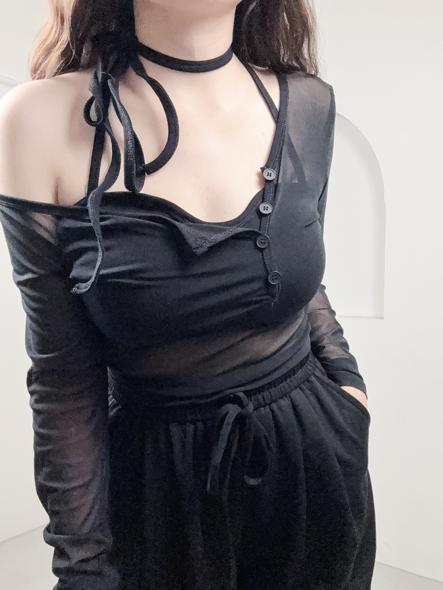 心動女孩透膚兩件式♡上衣
