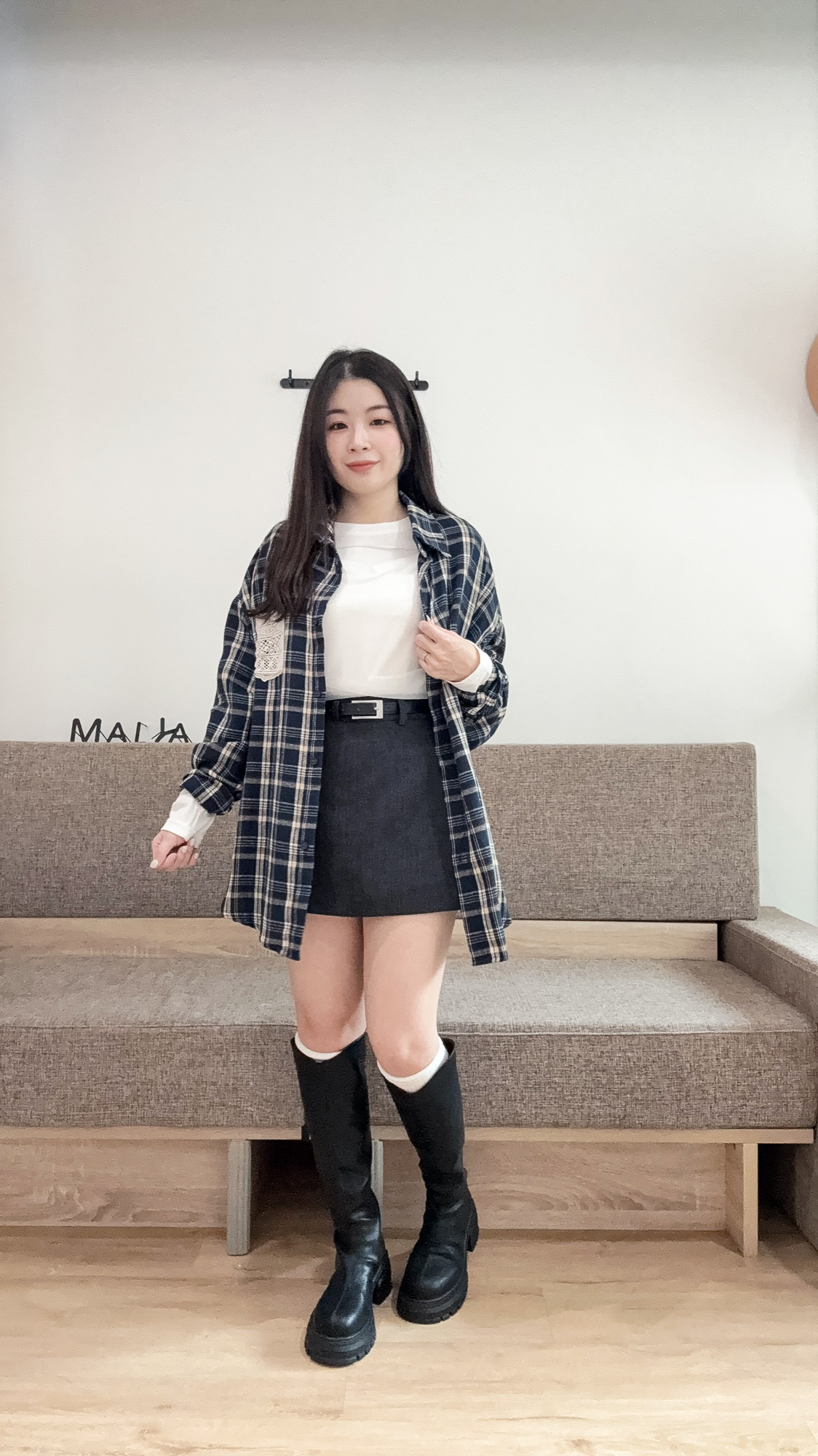格紋收藏家蕾絲口袋襯衫 