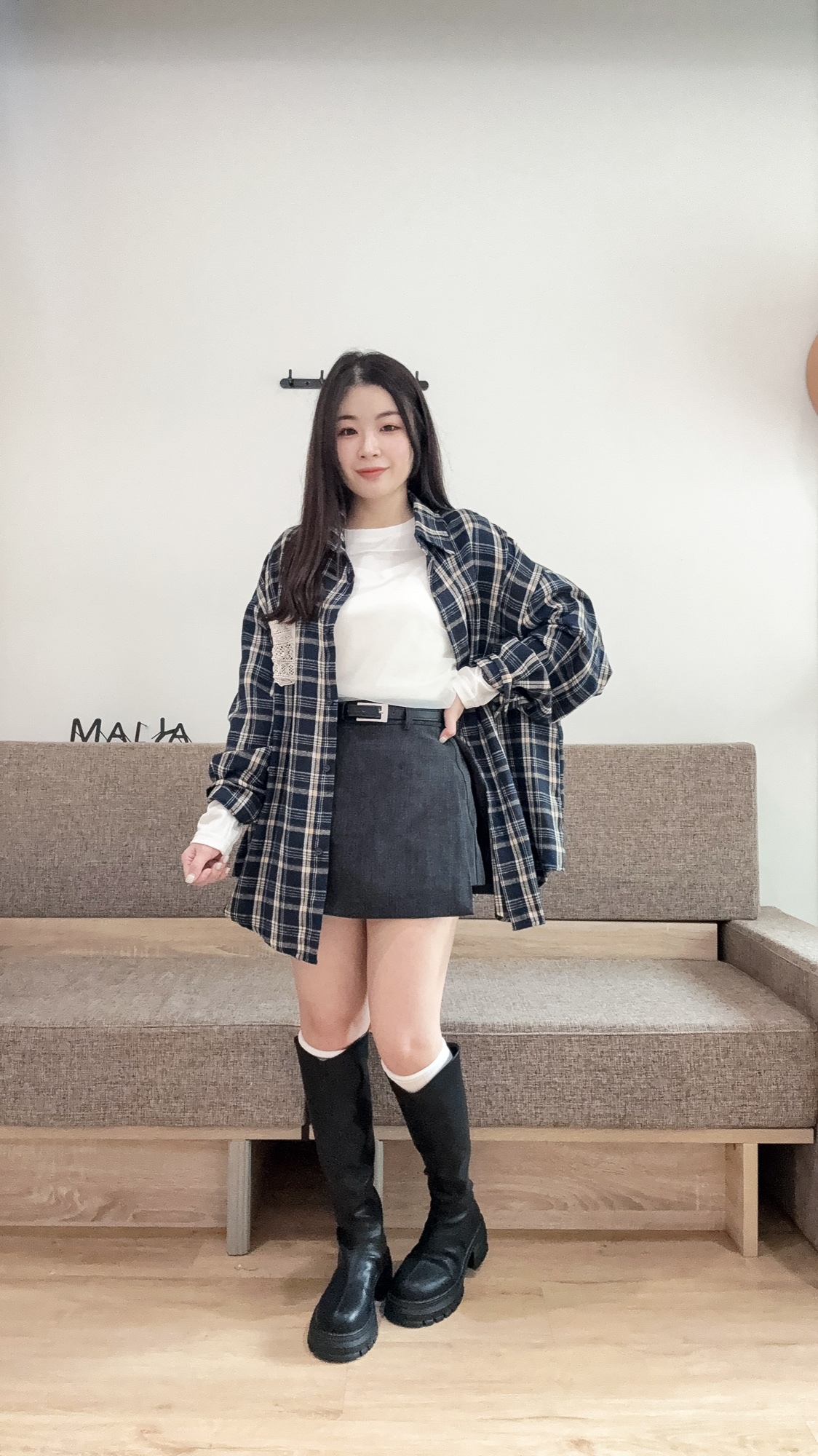 格紋收藏家蕾絲口袋襯衫 